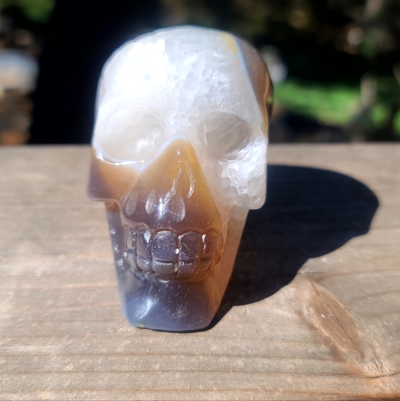 INCREDIBLE Smokey Quartz handcarved drutzy Agate Skull sz medium - Picture 7 of 10